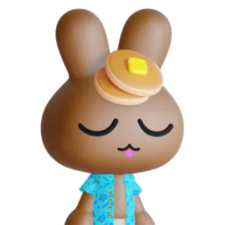 🐰 71a55e48 ウサギ, パンケーキ, 漫画, 動物, かわいい, 可愛い, バニー, 青いシャツ telegram sticker