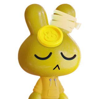 🐰 75a8bc07 ウサギ, 黄色, おもちゃ, ばんそうこう, コイン telegram sticker