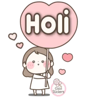 👧 4a5b41cb Holi holi, festival, celebration, cartoon, cute, girl, hearts telegram sticker