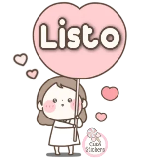 🍭 b7d797bb Listo cute, sticker, girl, kawaii, hearts, ready telegram sticker