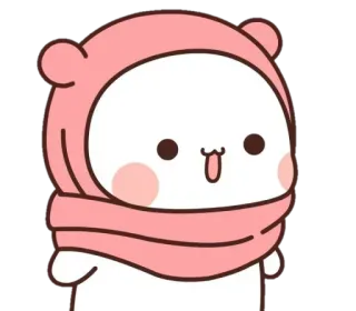 🍯 172f636b słodkie, kreskówka, postać, różowy, szalik, zima, kawaii, uroczy telegram sticker