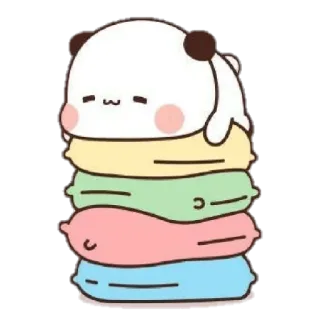 🍯 5cc122b8 uroczy, kawaii, panda, stos, kreskówka, zwierzę, naklejka telegram sticker