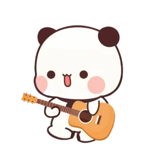 🍭 0b875d52 Panda, Cartoon, Schattig, Gitaar, Dier, Muziek, Kawaii, Sticker telegram sticker