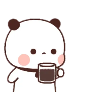 ☕️ d9adf8f2 Panda, Schattig, Kawaii, Cartoon, Dier, Drinken, Koffie, Kop telegram sticker