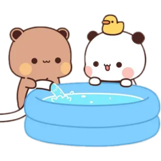 🛁 35be458f Beruang, Panda, Bebek, Kolam renang, Lucu, Kartun whatsapp sticker