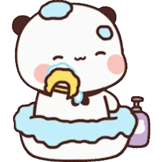 🛀 cf24480b Gấu trúc, Dễ thương, Hoạt hình, Động vật, Tắm, Em bé, Kawaii telegram sticker