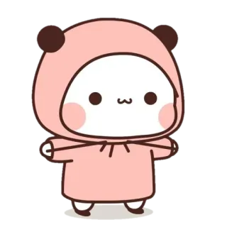 🙂 0f6bcd41 lindo, dibujos animados, personaje, rosa, kawaii, panda, sudadera con capucha whatsapp sticker