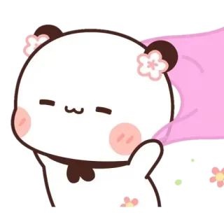 💃 3ab06541 Panda, Lindo, Flor, Kawaii, Dibujos animados, Pegatina whatsapp sticker