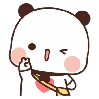 😉 7f670efd panda, dibujos animados, mono, guiño, kawaii, sticker whatsapp sticker