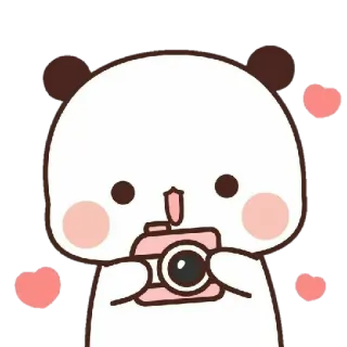 😍 a4c48824 Panda, Lindo, Kawaii, Cámara, Rosa, Corazón whatsapp sticker