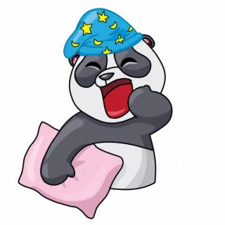 🥱 3a338326 panda, mengantuk, bantal, kartun, binatang, gestur, kasar, piyama, lelah telegram sticker