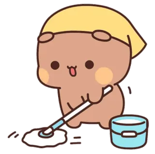 🐍 513266b6 desenho animado, limpeza, esfregona, balde, fofo, kawaii, animação, personagem telegram sticker