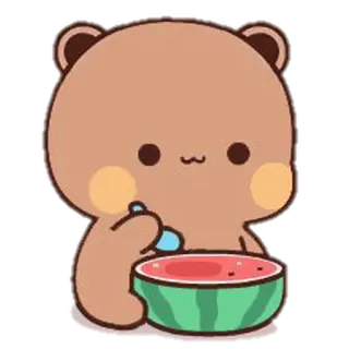 🐍 c9881f5e urso, desenho animado, melancia, fofo, comida, kawaii telegram sticker