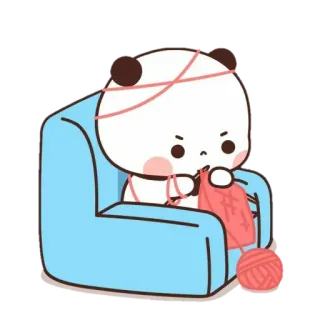 🍼 7a08ae09 熊猫, 编织, 可爱, 沙发, 毛线, 手工 telegram sticker