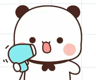 🍼 a62fbaea 熊猫, 卡通, 吹风机, 可爱, 动物 telegram sticker