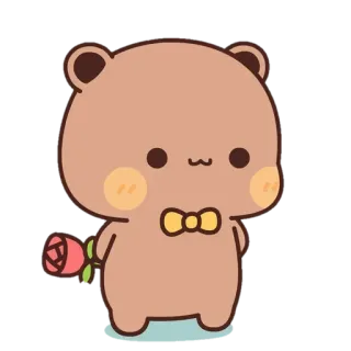 🍼 d84c2bc9 熊, 可爱, 卡通, 玫瑰, 领结 telegram sticker