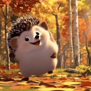 🌟 58bee1e2 เม่น, ฤดูใบไม้ร่วง, ฤดูใบไม้ร่วง, ป่า, สัตว์, น่ารัก, ธรรมชาติ whatsapp sticker