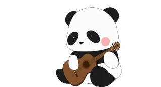 🌟 e37230cb แพนด้า, กีตาร์, ดนตรี, สัตว์, น่ารัก, การ์ตูน whatsapp sticker