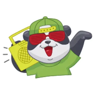 😎 f22f611a panda, cartone animato, animale, boombox, musica, occhiali da sole, cappellino, cool, adesivo telegram sticker