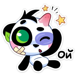 😬 b5b9c0d3 Ой cartoon, cute, panda, ouch, hurt, animated whatsapp sticker