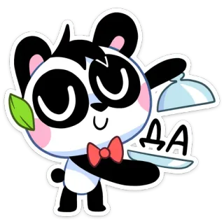👍 baf94186 AA panda, cartoon, animal, cute, tray, serving, kawaii whatsapp sticker