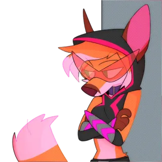😎 0b58e59e fuchs, anthropomorph, cartoon, pink, orange, hoodie telegram sticker