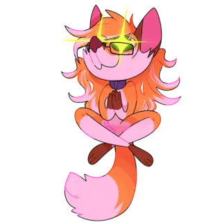 🤩 2107221b Fuchs, Cartoon, Meditation, Brille telegram sticker