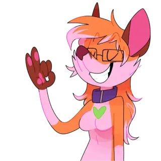 👌 28bb288d Cartoon, Tier, Fell, Brille, Halsband, Lächeln telegram sticker