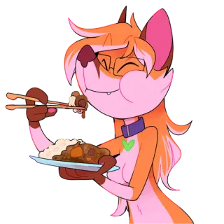 🍛 3ac05ca2 fuchs, anthro, essen, nahrung, essstäbchen, cartoon, reis, teller telegram sticker