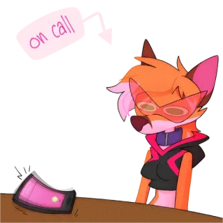 🙁 fb601bc2 on call fuchs, furry, telefon, digitale kunst telegram sticker