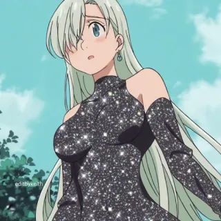 ✨ 76516588 Elizabeth Liones Seven Deadly Sins Anime, Mädchen, Charakter, Kleid, Funkeln telegram sticker