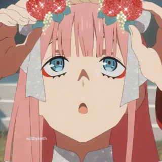 ✨ fa06e5ef editbykeith Anime, Mädchen, rosa Haare, süß, Glitzer telegram sticker