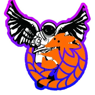 😂 5a3e54c8 luar angkasa, astronot, sayap, naga, kartun whatsapp sticker