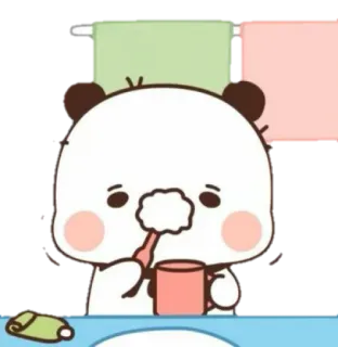 🧸 fb735103 Cartoon, Bär, Zahnbürste, Zahnpasta, süß, Badezimmer telegram sticker