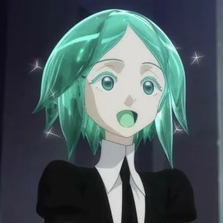 🤩 ed14c19f 애니메이션, 캐릭터, 초록 머리, 반짝임 telegram sticker