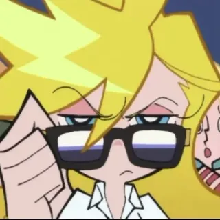 ☺ 53615333 Panty Anarchy Panty & Stocking with Garterbelt anime, okulary, blond, kreskówka telegram sticker