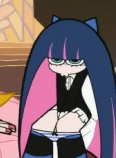 🌟 c3906491 Stocking Anarchy Panty & Stocking with Garterbelt Anime, Dziewczyna, Pończochy, Kreskówka, Różowy, Niebieski, Seksowna telegram sticker