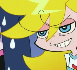 🌟 cfaca193 Panty Anarchy Panty & Stocking with Garterbelt anime, kreskówka, blondynka, uśmieszek, zły, psotny telegram sticker