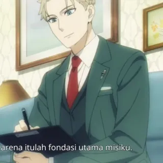 🚰 548dd510 Loid Forger Spy x Family karena itulah fondasi utama misiku. 애니메이션, 캐릭터, 스파이, 정장, 텍스트, 스파이 패밀리 telegram sticker