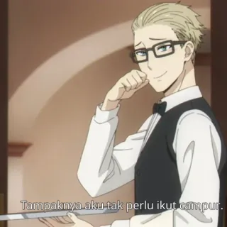 🚰 5b451ffb Tampaknya aku tak perlu ikut campur. 스파이, 남자, 안경, 정장, 애니메이션 telegram sticker