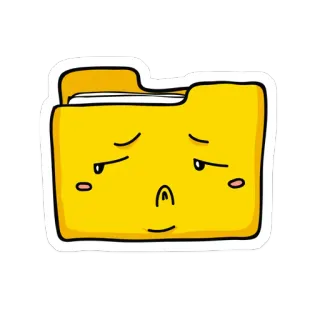 😞 4b14f7f5 carpeta, triste, cara, dibujo animado, ordenador, icono, amarillo whatsapp sticker