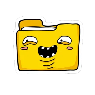 😄 78561052 carpeta, dibujos animados, gracioso, amarillo, feliz, cara whatsapp sticker