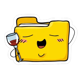😉 d72805d0 carpeta, dibujos animados, vino, bebida, lindo, kawaii whatsapp sticker