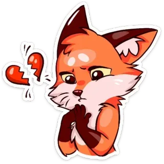 💔 3cab075c fox, sad, broken heart, cartoon, animal, emotion whatsapp sticker
