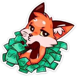 💰 4e55d288 fox, money, cash, rich, wealthy, cartoon, animal, dollar bills whatsapp sticker