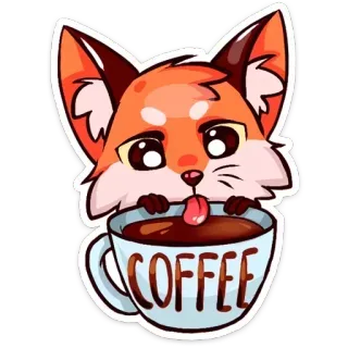 ☕️ 928d4423 COFFEE fox, coffee, animal, cute, cartoon, sticker whatsapp sticker