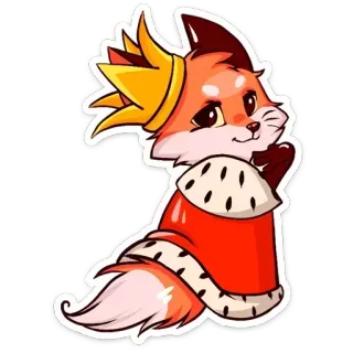 👸 fc1fc56d fox, animal, crown, king, royal, cute whatsapp sticker