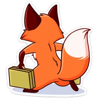 💼 1f18d581 volpe, valigia, animale, cartone animato, viaggio, partenza whatsapp sticker