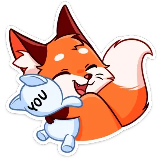 ☺️ a874e4c7 YOU volpe, animale, carino, amicizia, cartone animato whatsapp sticker