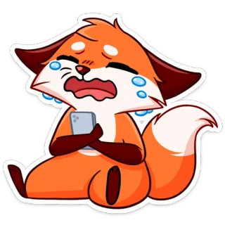 😭 c13c418c volpe, piangere, triste, cartone animato, animale, emozionale whatsapp sticker